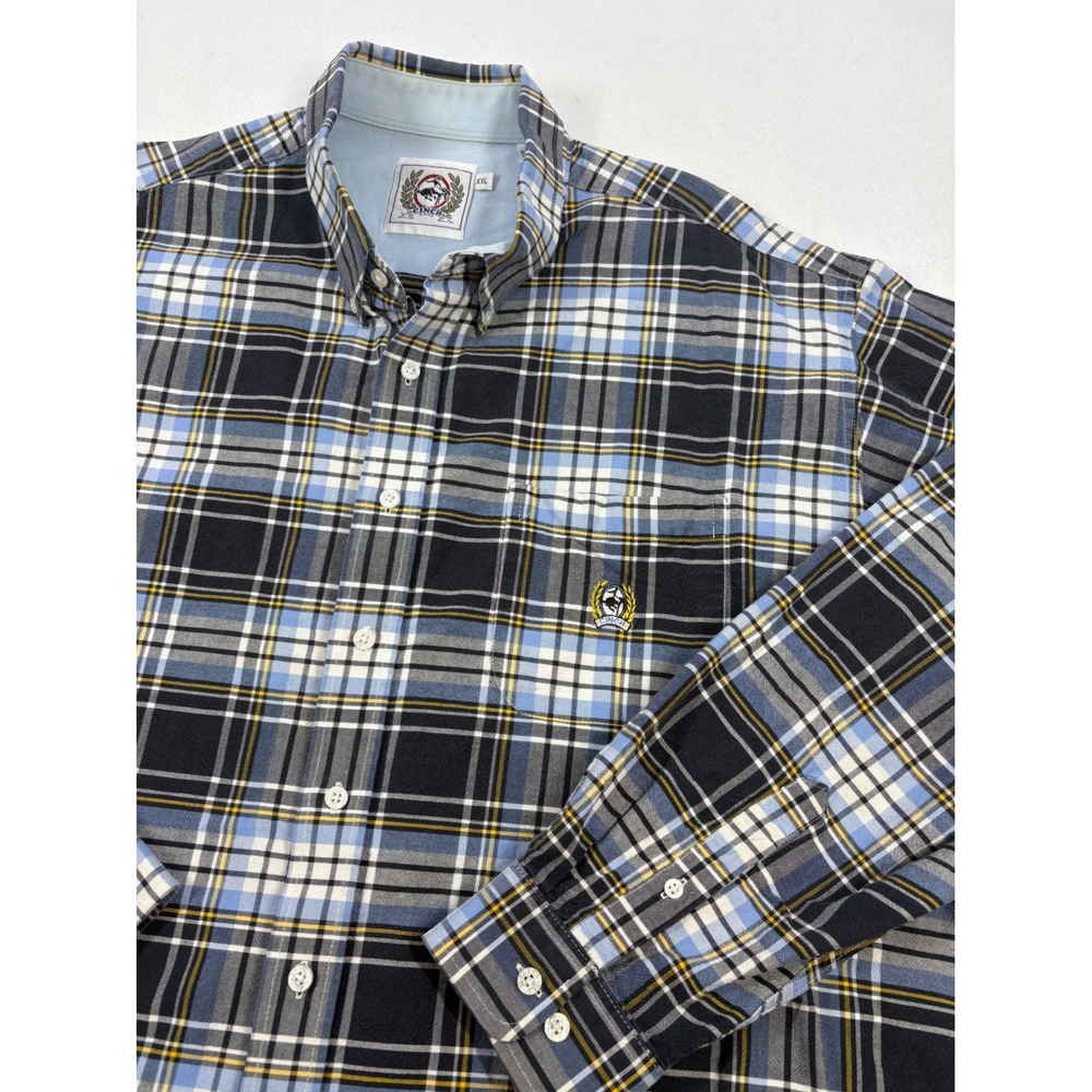 Cinch Western Wear Long Sleeve Shirt Men's Size XXL 2XL Blue Yellow Plaid Cowboy